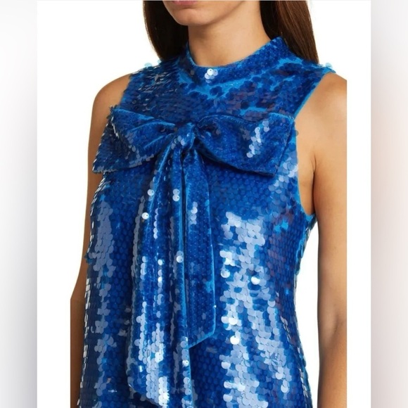New! CIEBON Anita Bow Paillette Sequin Sleeveless Mini Shift Dress 💙 Small NWT! - Picture 13 of 15